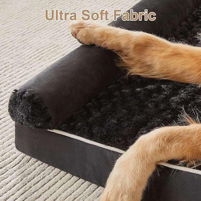 BFPETHOME Orthopedic Washable Dog Beds Large Sized Senior Dog for Comfy Sleeping with Removable Cover, Waterproof Big Soft Pet Couch Bed for Dogs Rerlax