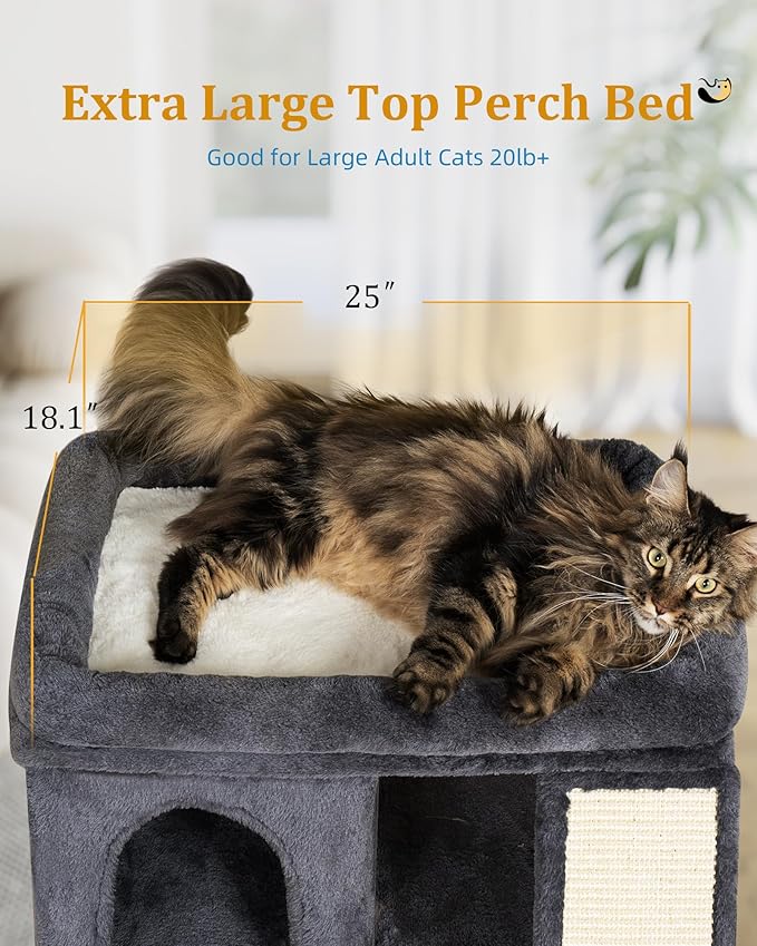 Aechonow XL Cat Tree Tower for Large Adult Cats 20 lbs+, 23x15.7Inch Perch Bed, Condo Cave for Indoor Medium Kittens, Sisal Scratchers, Extra Large
