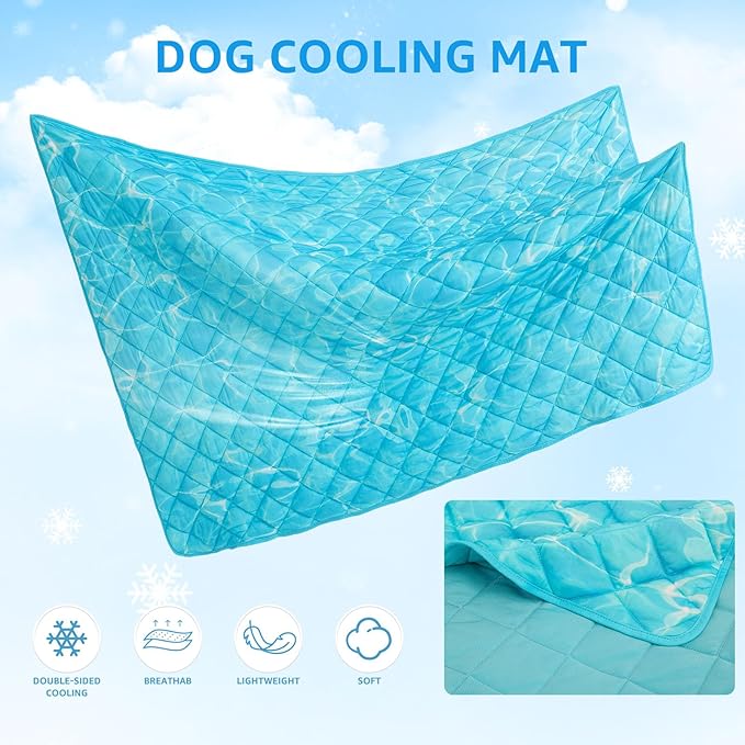SCENEREAL Dog Cooling Mat for Small Meduim Breeds Dogs, 40"x60" Reversible Self- Cooling Mat for Summer Heat, Ice Cool Soft Pet Throw Blanket Use in Couch, Car, Seat, Bed- Machine Washable