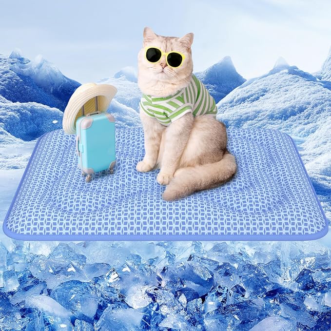 Rywell Dog Cooling Mat, 24”x18” Super Thick & Reversible Cooling Mat for Dogs, Arc-Chill 3.0 & PCM for Long-Lasting Cool and Color-Changing (Q-Max > 0.5), All-Season Use & Portable for Travel