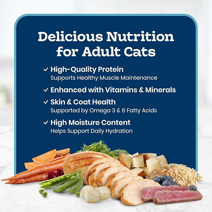Blue Buffalo Tastefuls Wet Cat Food Paté Variety Pack (Chicken, Turkey & Chicken, Ocean Fish & Tuna) for Adult Cats, Made with Natural Ingredients, 5.5-oz. Each (12 Cans)