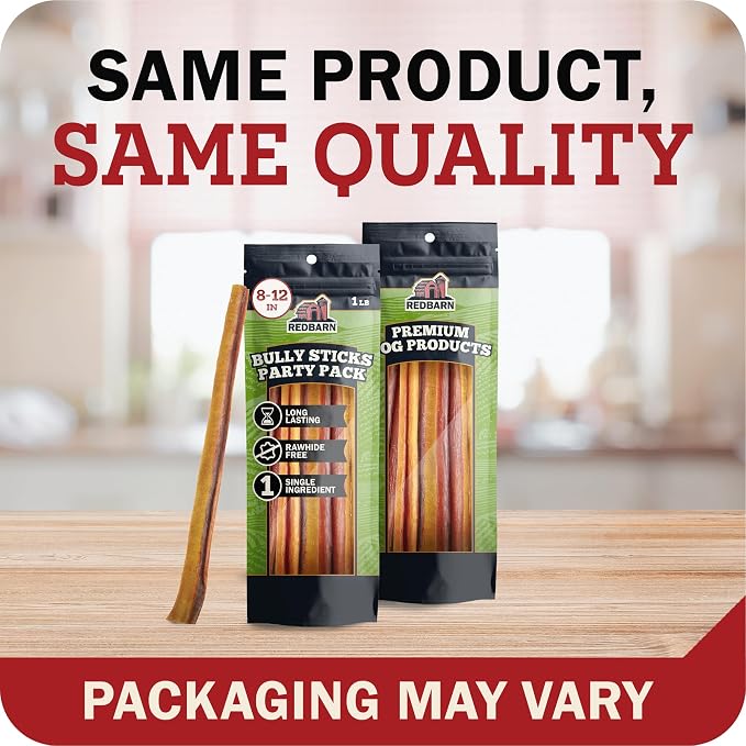 Redbarn Pet Products All Natural 5"-8" Bully Sticks for Small & Large Dogs - Healthy Long Lasting Chews Variety Party Pack - 100% Beef Single Ingredient Low Odor Rawhide Free Dental Treats - 8 oz Bag