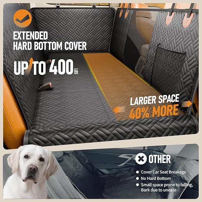 PROZAR Dog Car Seat Cover for Back Seat, Hard Bottom Back Seat Extender, Back Seat Pet Cover for Dogs - Supports 400lbs, Back Seat Pet Cover, Dog Hammock for Full-Size Trucks/SUVs