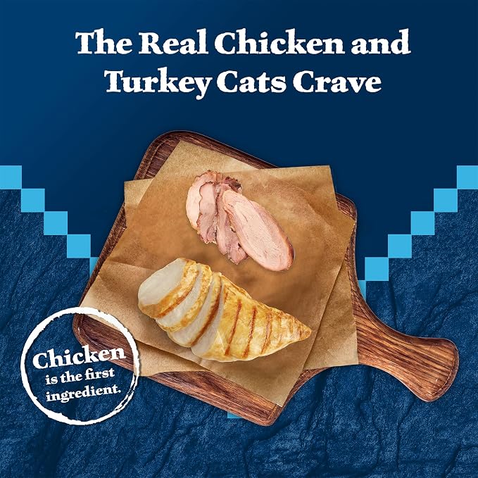 Blue Buffalo Wilderness Wild Delights Meaty Morsels Chicken & Turkey in Tasty Gravy Adult Wet Cat Food, High-Protein & Grain-Free Recipe with Natural Ingredients, 3-oz. Cans (24 Count)