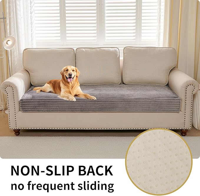 HAOMAIJIA Waterproof Couch Cover for Dogs Washable,Faux Fur Pet Couch Covers for Sofa,Soft Dog Bed Cover Non-Slip Couch Covers for 3 Cushion Couch Sofa Pet Friendly (Grey, 35" x 82")