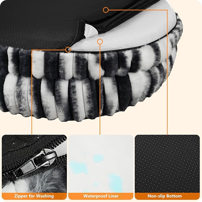 Dwanton Orthopedic Dog Bed for Medium Dogs with Gel Memory Foam, Waterproof Dog Sofa, Washable Pet Bed with Four Sided Bolster Cushion, Removable Cover & Non-Slip Bottom, 36", Tie-dye Grey