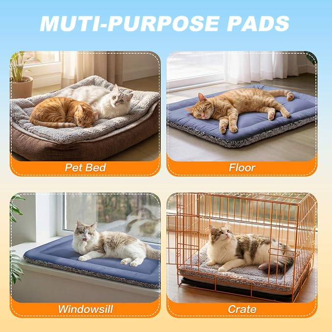 Dog Cooling Mat, Self Warming Cat Bed, Reversible Warm & Cooling Cat Bed, Winter Warm Cat Pad & Summer Cooling Cat Mat for Kittens & Small Dogs, Perfect for Crates, Beds & Sofas, Dark Blue, 18"x24"