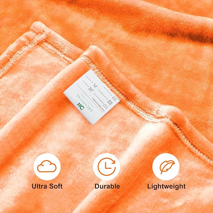 DREAMNINE Soft Fall Fuzzy Fleece Throw Blanket for Couch Sofa 50" x 60", Decorative Solid Lightweight Velvet Blanket for Chair, Cozy Accent Shaggy Micro Plush Flannel Blankets for Bedroom Dorm, Orange