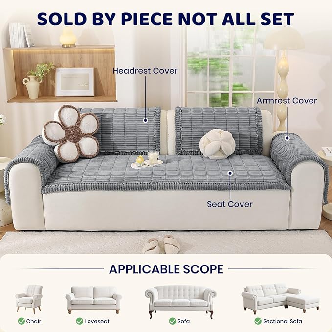 Royhom Couch Cover for Dogs Washable, Soft Thick Pet Couch Covers for Sofa, Pawcart Couch Protector Pet Friendly, Furniture Covers Dog Mat for Couches and Sofas(Blue-Grey, 27.6 x 47.2 Inch)