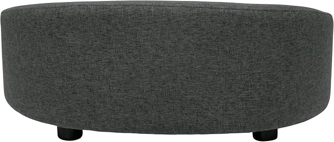 Paws & Purrs Arc Crescent Back Sofa Style Pet Bed, Dog & Cat Modern Couch with Tufted Cushion & Armrest, Stylish Indoor Pet Furniture, Dark Gray