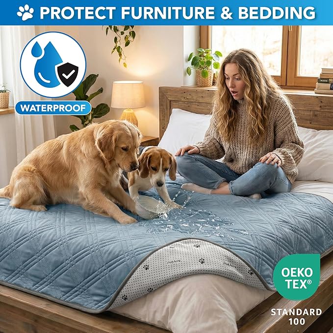 PetAmi Dog Cooling Mat, Waterproof Self Cooling Dog Pad with Non-Slip Backing, Q-Max >4.0 Pet Cooling Mat for Crate, Couch, Kennel & Car, Indoor Outdoor Summer Use, Light Blue, 40x60