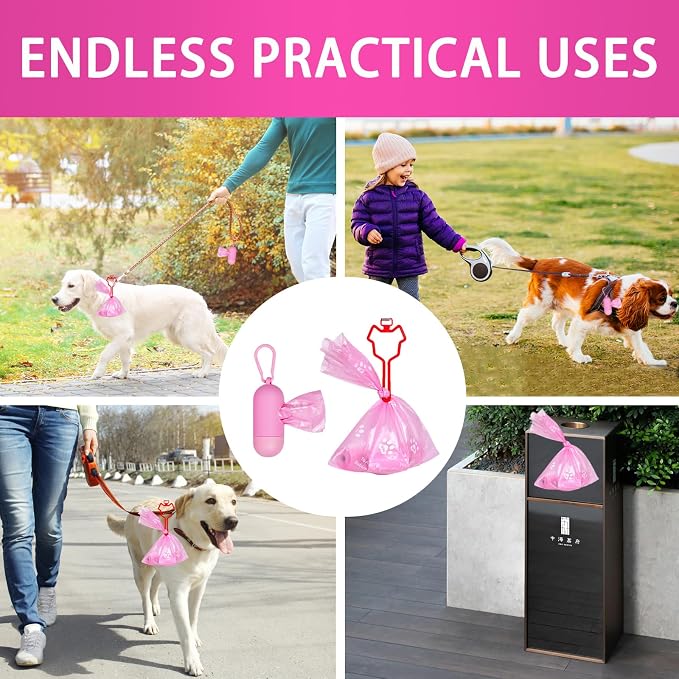 HZDHCLH Poop Bags for Dogs Leak Proof Extra Thick Dog Poop Bags, Pink Cat's Paw 36 Rolls 9" x 13" Lavender Scented Pet Waste Bag, 540 Count
