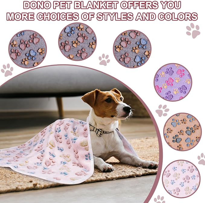Dono 1 Pack 3 Dog Blankets for Small Dogs, Soft Fluffy Paw Print Pattern Fleece Pet Blanket Warm Sleep Mat, Puppy Kitten Blanket Doggy Mat for Dog Cat Kitten Doggy -23 * 16in (S(23 * 16"), Bone-2)