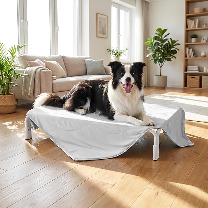 ZOMISIA Cooling Blanket for Large Dogs - Breathable Air-Core Fill Lightweight Pet Mat, Soft Cold Blanket Washable for Summer, Grey, 40"x50"