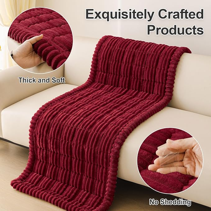 hyha Couch Cover for Dogs Washable, Non Slip Thick Flannel Sofa Protector, Pet Friendly Plush Furniture Cover for Sectional Sofa & Loveseat (Red, 35.4" x 70.9")