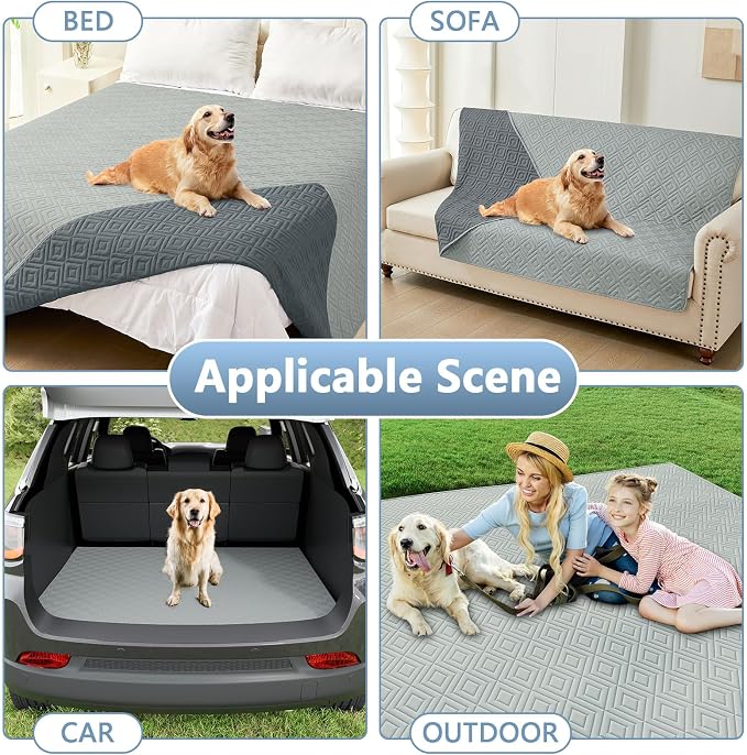 hyha Waterproof Dog Blanket, Soft Pet Bed Blankets, Waterproof Sofa Couch Cover for Dogs Washable, Reversible Pet Couch Covers for Sofa Furniture (68x82 Inch, Grey/Dark Grey)