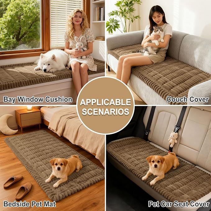 hyha Couch Cover for Dogs Washable, Non Slip Thick Flannel Sofa Protector, Pet Friendly Plush Furniture Cover for Sectional Sofa & Loveseat (Mocha, 27.6" x 70.9")
