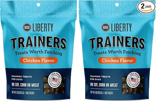 BIXBI Liberty Trainers, Chicken (6 oz, 1 Pouch) - Small Training Treats for Dogs - Low Calorie and Grain Free Dog Treats, Flavorful Pocket Size Healthy and All Natural Dog Treats (Pack of 2)
