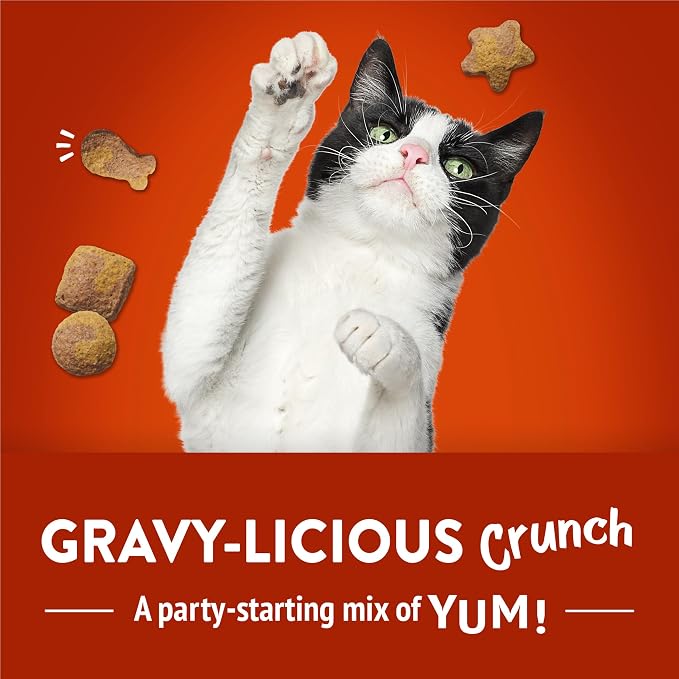 Friskies Purina Party Mix Gravy-Licious Crunch Chicken and Gravy Flavors Cat Treats - 30 oz Canister (Pack of 2)