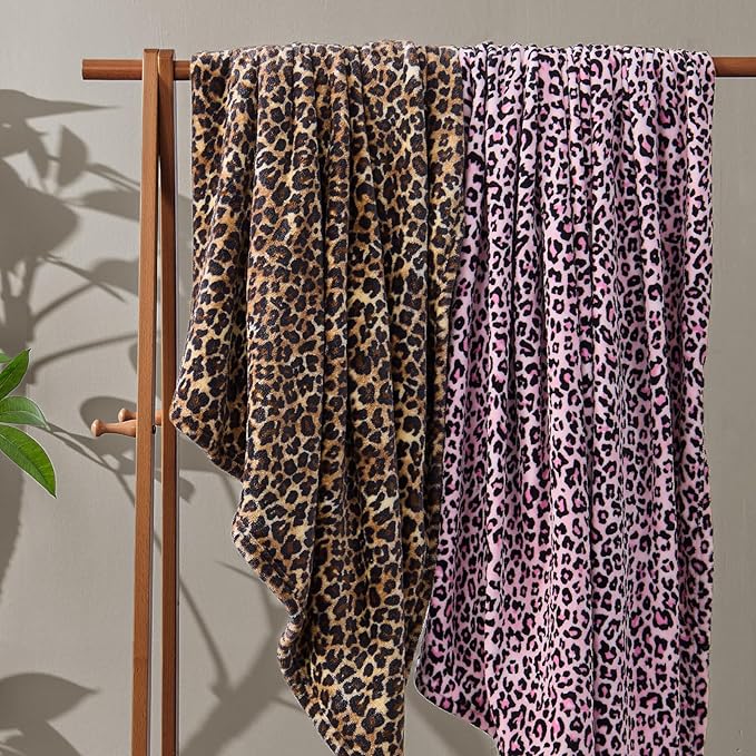 BEDELITE Fleece Blanke for Couch & Bed Leopard Print Throw Blanket – Soft Cheetah Blanket, Cozy Lightweight Fleece Animal Print Throw, 60"x 80", Dark Brown
