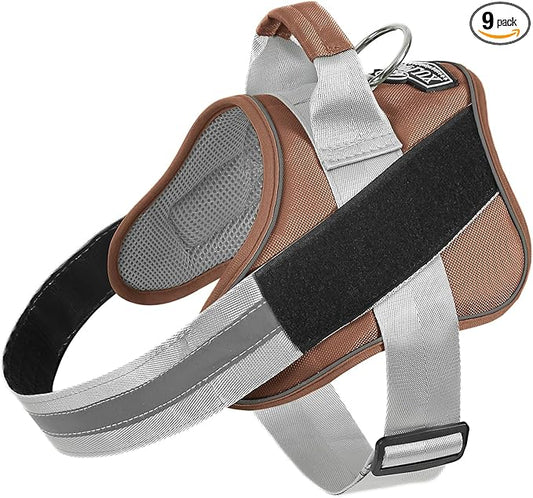 Dog Harness, No-Pull Reflective Dog Vest, Breathable Adjustable Pet Harness with Handle for Outdoor Walking - No More Pulling, Tugging or Choking