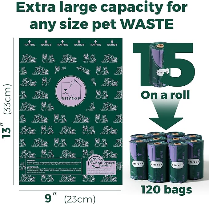 ATIFBOP Dog Poop Bags Rolls, Extra Thick and Leak-proof Poop Bags, Pet Waste Bag