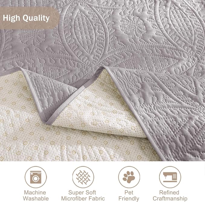 Purple Quilted Recliner Covers, Waterproof Recliner Chair Covers, Lazy Boy Chair Covers, Pet Friendly Recliner Slipcover for Dogs, Washable Sofa Couch Cover (Recliner 22", Cloud Purple)