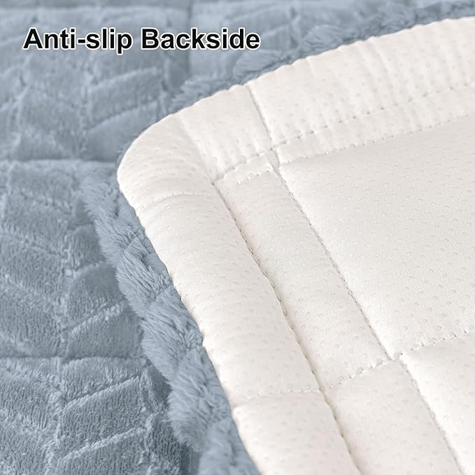 Smiry Couch Cover for Dogs, Non Slip Fuzzy Pet Sofa Covers Washable for 2-3 Cushion Couch, Soft Thick Furniture Protector for Cats Dogs, Against Fur, Dirt, Scratch Resistant (Haze Blue, 27.6"x59")
