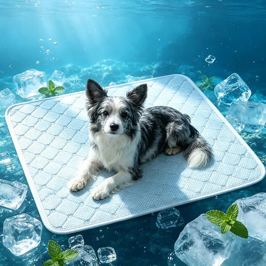 Pet Cooling Mat Scratch Resistant QMAX>0.5 Instant 6-12°F Drop, No Water or Electricity Needed Self Cooling Crate Mat for Bed, Floor, Car Travel Indoor Outdoor Summer Use Light Gray 36" x 24"