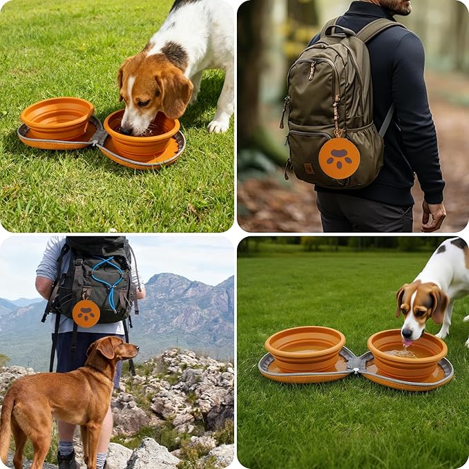 Zegcohjave Collapsible Dog Bowls,Travel Dog Bowl, Dog Water Bowl,Cat Bowl,Portable Pet Bowl, Suitable for Travel, Camping, and Hiking(Brown)