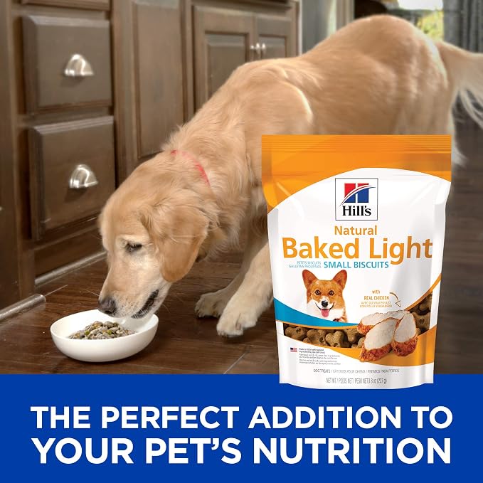 Hill's Natural Baked Light Biscuit Treats for Small Dogs, Chicken, 8 oz. Bag (Pack of 12)