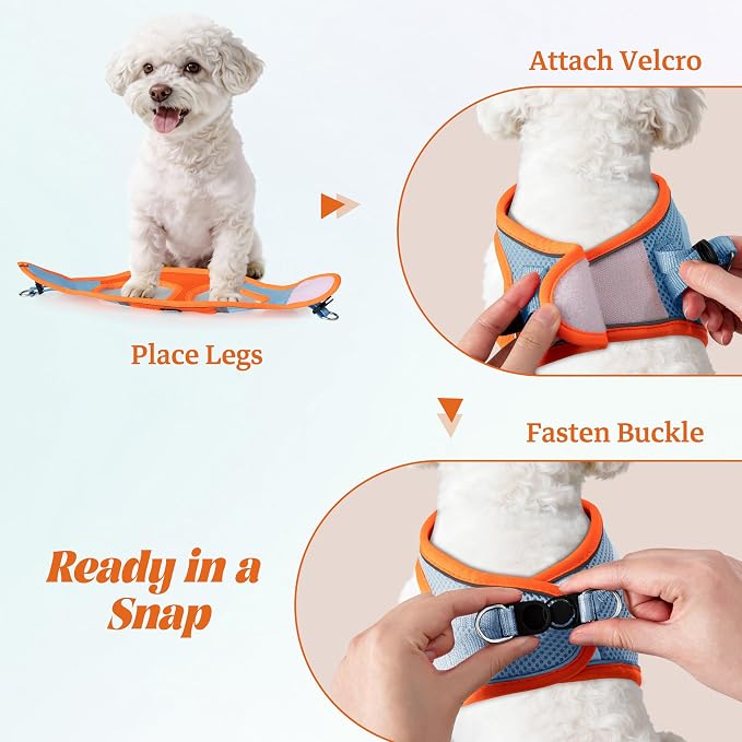 YIMEIS Dog Harness and Leash Set, No Pull Soft Mesh Pet Harness, Reflective Adjustable Puppy Vest for Small Medium Large Dogs, Cats (Orangeblue, Medium (Pack of 1))
