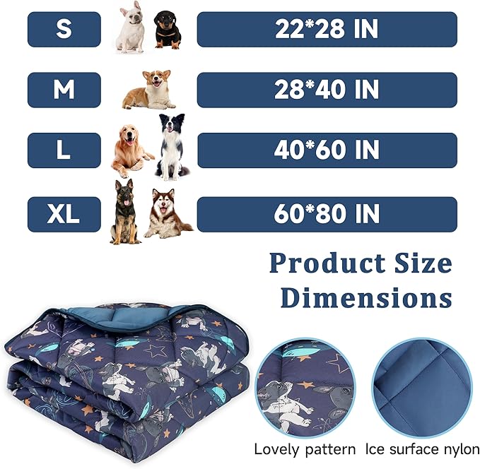 Premium Cooling Mat for Large Dogs - Washable Dog Cooling Throw Blanket，Durable Self Cool Pet Mat for Cat, Soft Summer Blanket for Hot Weather, 60''x80''