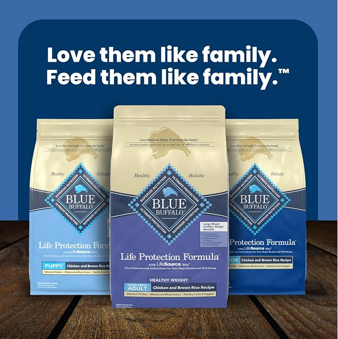 Blue Buffalo Life Protection Formula Chicken & Brown Rice Healthy Weight Large Breed Adult Dry Dog Food, Supports Immunity With LifeSource Bits, Promotes Healthy Lean Muscles & Weight Control, 34 lbs.