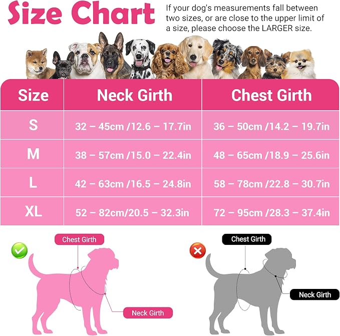 Funfox Dog Harness No Pull, Adjustable Pet Vest Harness, Super Soft Material with Vertical Handle Easy Control, Reflective Night Walking, 2 Leash Clips for Small Sized Dogs, Pink, S