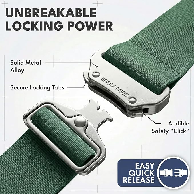 Spark Paws Tactical Dog Collar - Heavy Duty, Premium Quality, Thick and Durable for Large and Medium Dogs - Solid Green - XS - 1"