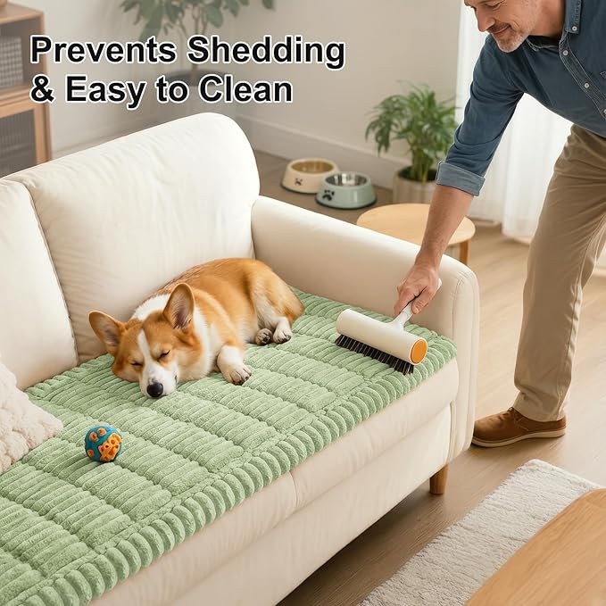 Smiry Couch Cover for Dogs, Non Slip Washable Sofa Protector for Pets, Soft Furniture Cover for Pet, Stylish Sofa Covers, Cozy Protect Against Fur, Dirt & Everyday Messes (Green, 27.6" x 27.6")