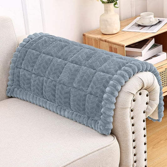 Smiry Couch Cover for Dogs, Non Slip Fuzzy Pet Sofa Arm Covers Washable for Armrest & Backrest, Soft Thick Furniture Protector for Cats Dogs, Against Fur, Dirt (Haze Blue, 27.6"x27.6")