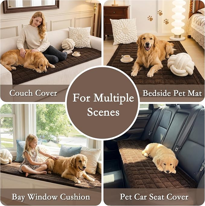 MEETSKY Couch Cover for Dog Washable, Sofa Covers for 2 Cushion Couch Non-Slip Loveseat Sofa Protector Pet Friendly Dog Mats for Couches Soft Furniture Covers, 27.6" x 59", Chocolate
