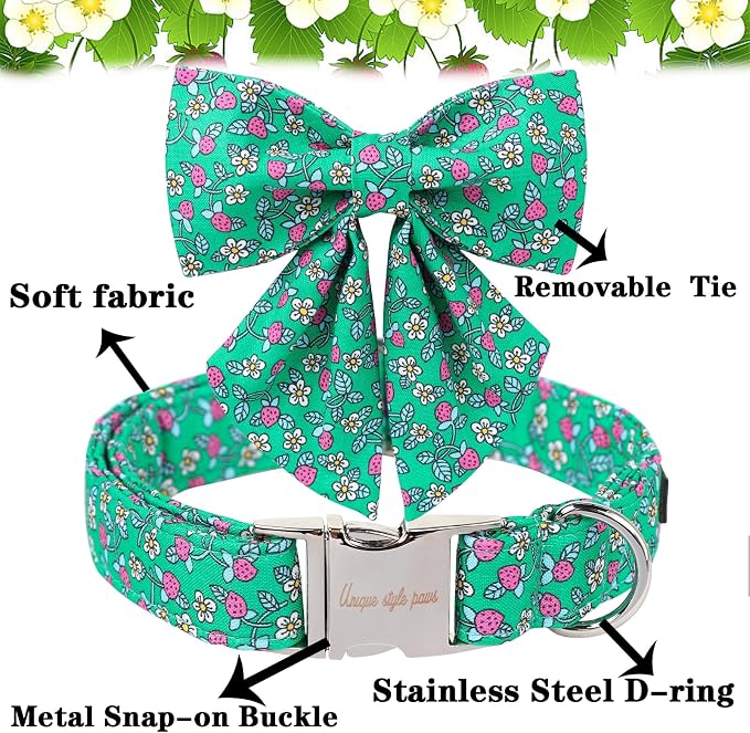 Unique style paws Cartoon Dog Collar with Bowtie Spring Summer Puppy Collar with Flower for Small Medium Large Boys Girls Dogs