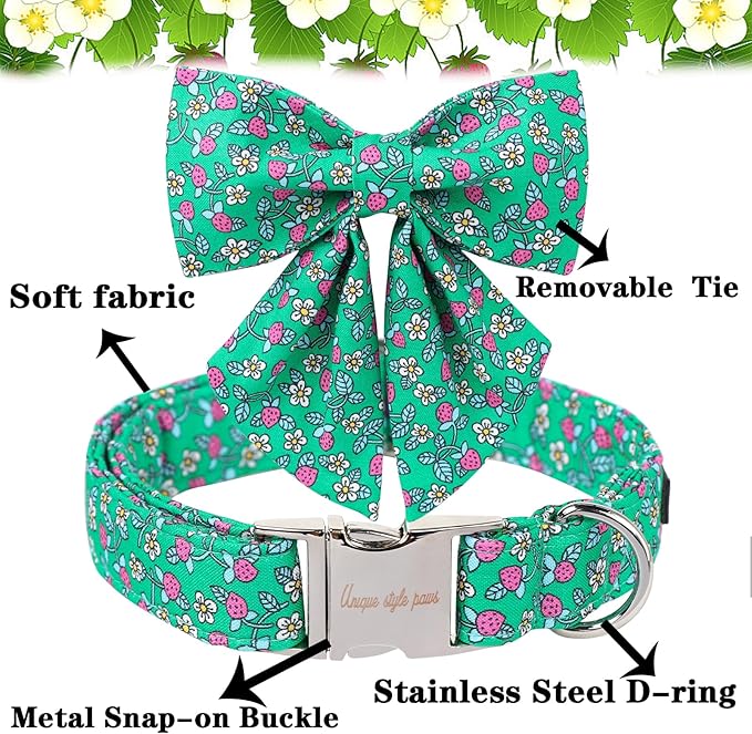 Unique style paws Cartoon Dog Collar with Bowtie Spring Summer Puppy Collar with Flower for Small Medium Large Boys Girls Dogs