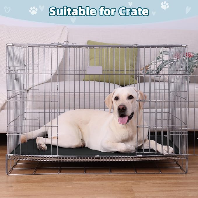 Dog Crate Pad Mat, Waterproof Kennel Cage Mat, Outdoor Pet Bed for Medium Large Dogs, Pet Bed with High Resilience Foam,Wipe Clean & Easy Rinse, Anti Slip 35 inch Black