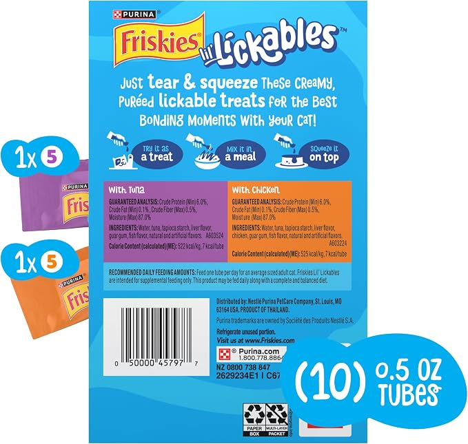 Friskies Purina Lil' Lickables with Chicken or Tuna Variety Pack Lickable Cat Treats  - 5 oz. (Pack of 20)