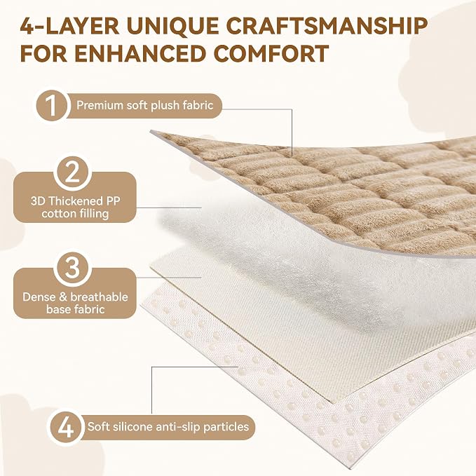 OTOB Dog Couch Covers for 3 Cushion Washable Non Slip Plush Pet Friendly Bed Mat Sofa Cover for Dogs, All Seasons Cozy Soft Fuzzy Furniture Protector Sofa Slipcovers (Coffee, 27.6" x 59.1")