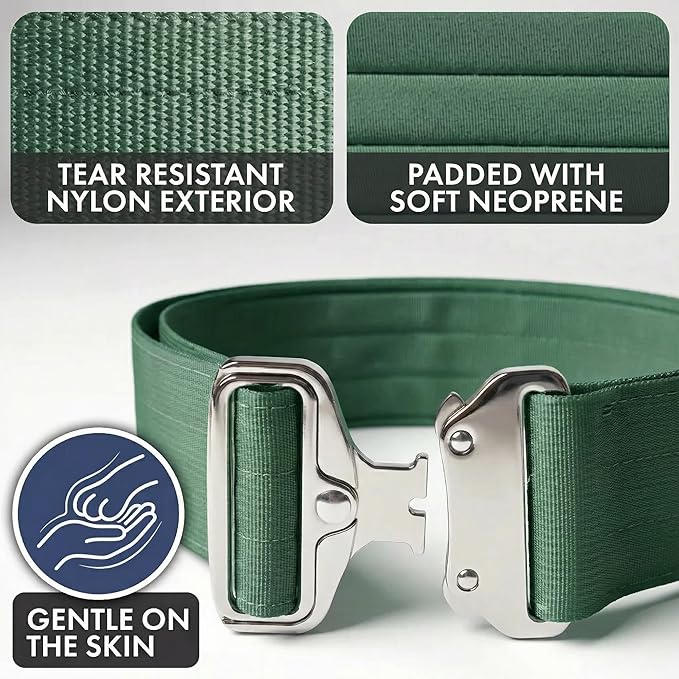 Spark Paws Tactical Dog Collar - Heavy Duty, Premium Quality, Thick and Durable for Large and Medium Dogs - Solid Green - L