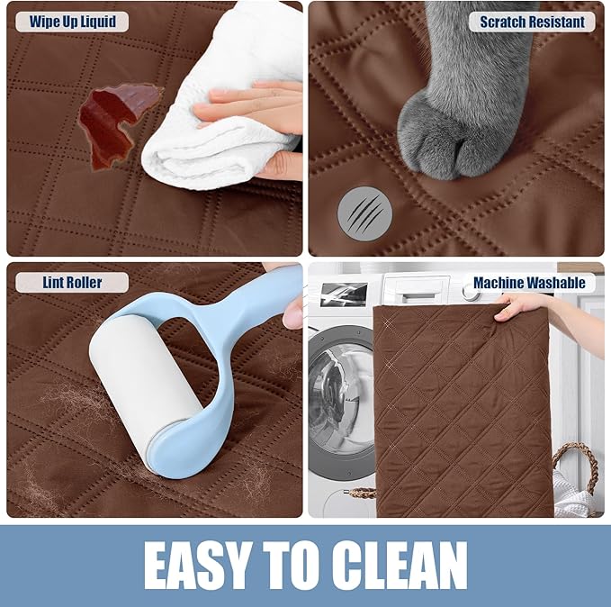 Smiry Waterproof Dog Bed Cover Pet Blanket, Soft Washable Dog Blanket for Furniture Bed Couch Sofa Reversible, Checkered (52"x82", Brown/Brown)