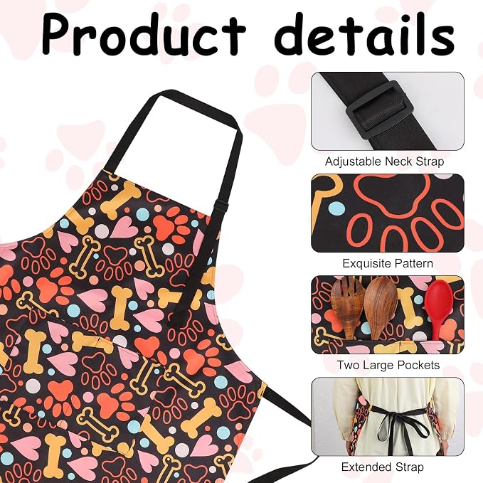 Dog Grooming Waterproof Apron with 2 Pockets, Cute Animals Puppy Dog Pets Apron