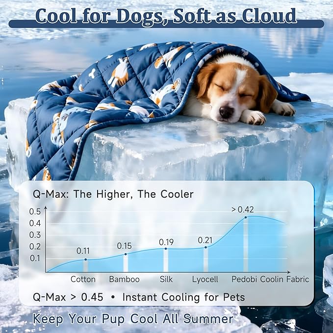Dog Cooling Mat, Premium Lightweight Pet Cooling Blanket Bed Cover for Dogs, Cat, Puppies | Ice Silk Cool Pad for Dogs Furniture Protector | Machine Washable Pet Blanket, 22''x28''