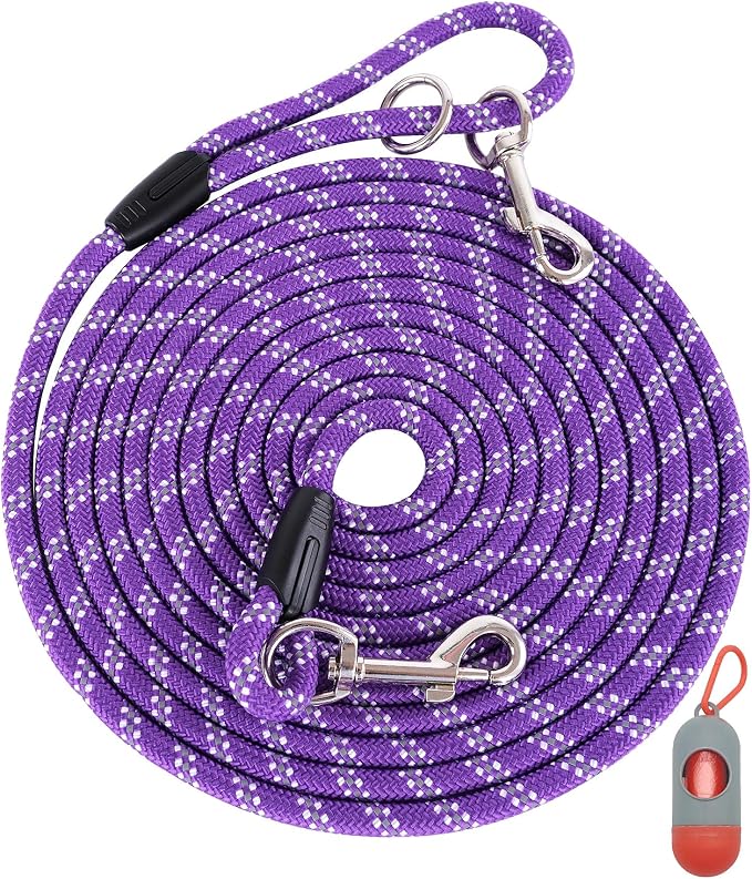 Heavy Duty Dog Leash for Large, Medium, Small Dogs - 10FT/16FT/30FT/50FT/100FT, Reflective Threads for Night Walking, Playing, Camping, or Yard