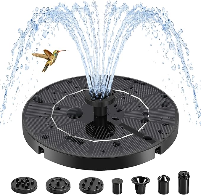 Yeomi 3.5W Solar Bird Bath Fountain, Solar Water Fountain Pump with 6 Nozzles 4 Fixed Stakes, Upgraded Solar Powered Water Fountain for Bird Bath, Garden, Patio, Pond, Fish Tank, Outdoor Decor